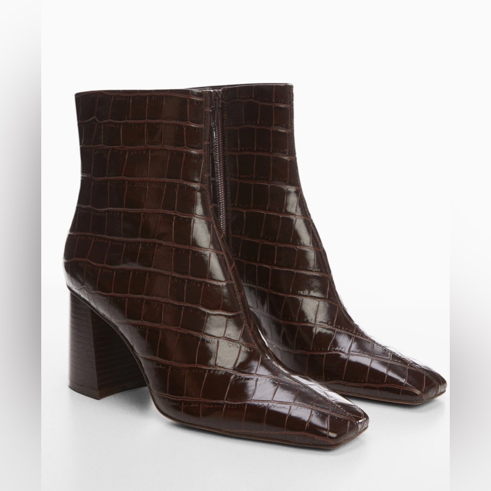 Mango Brown Croc Effect boots! Never worn, still in box